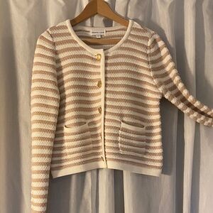 Cream and Tan Striped Cardigan
